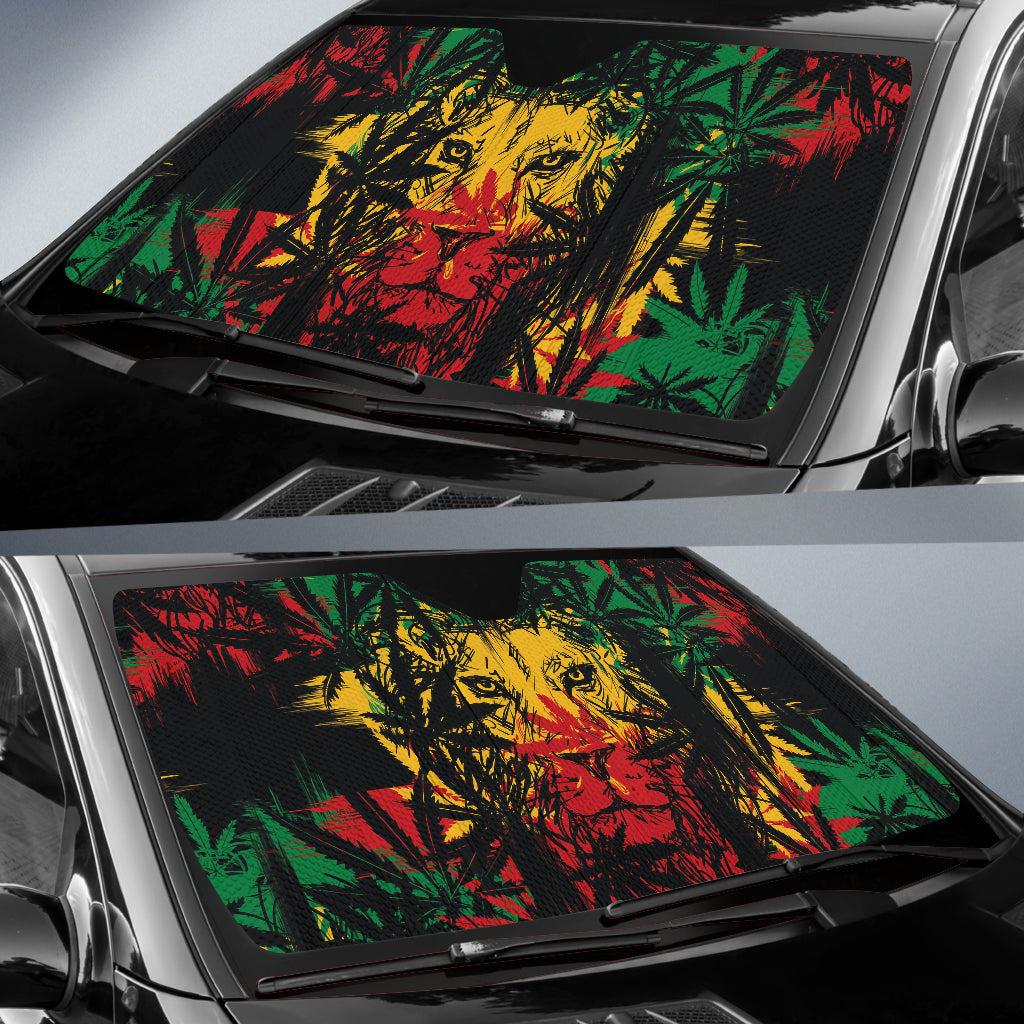 Colorful Jamaican Rasta Lions Car Auto Sun Shades