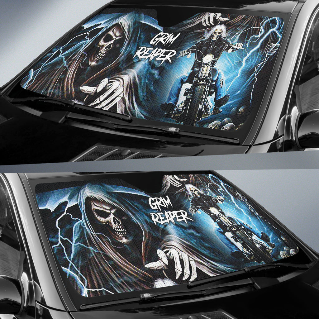 Motocycle Grim Reaper Skull Biker Car Auto Sun Shades