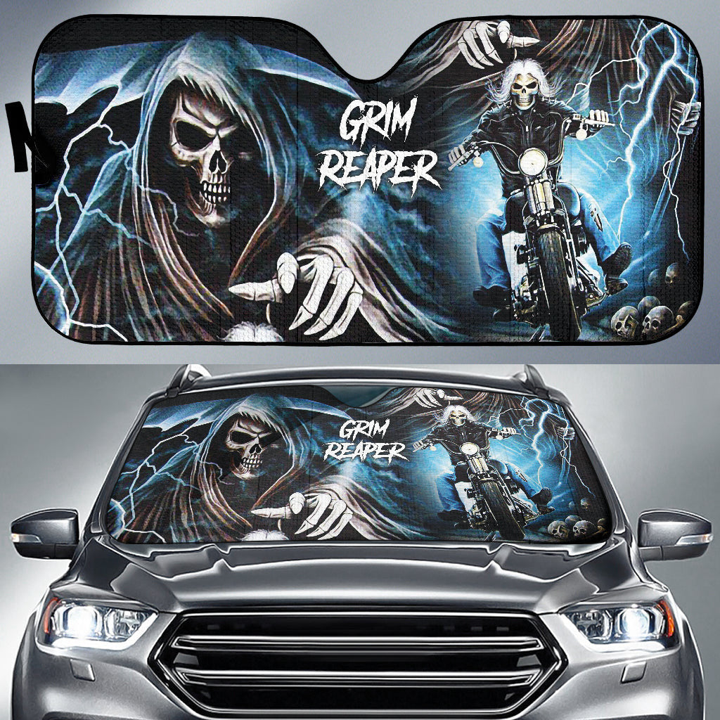 Motocycle Grim Reaper Skull Biker Car Auto Sun Shades