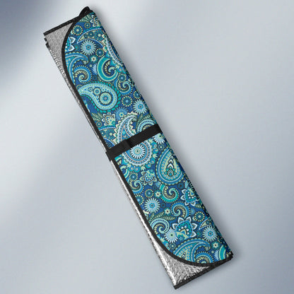 Blue Paisley Pattern Car Auto Sun Shades
