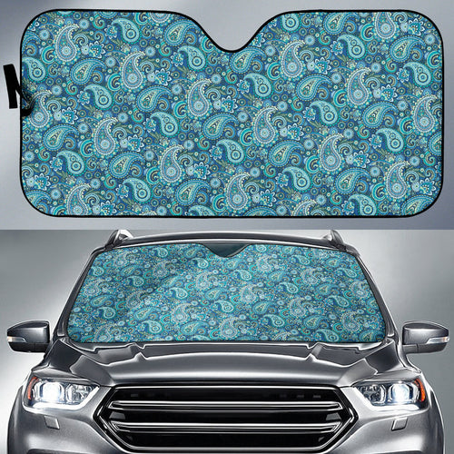 Blue Paisley Pattern Car Auto Sun Shades