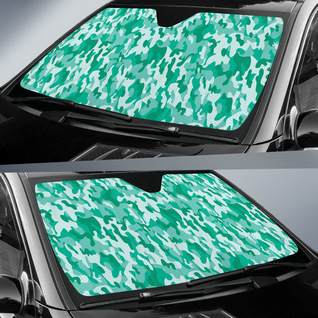 Cool Mint Green Camo Car Auto Sun Shades