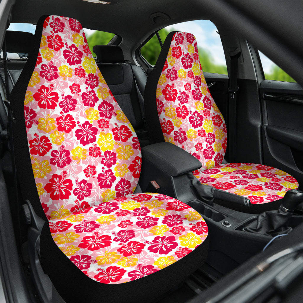 Red Yellow Hibiscus Hawaiian Flower Pattern Car Seat Covers