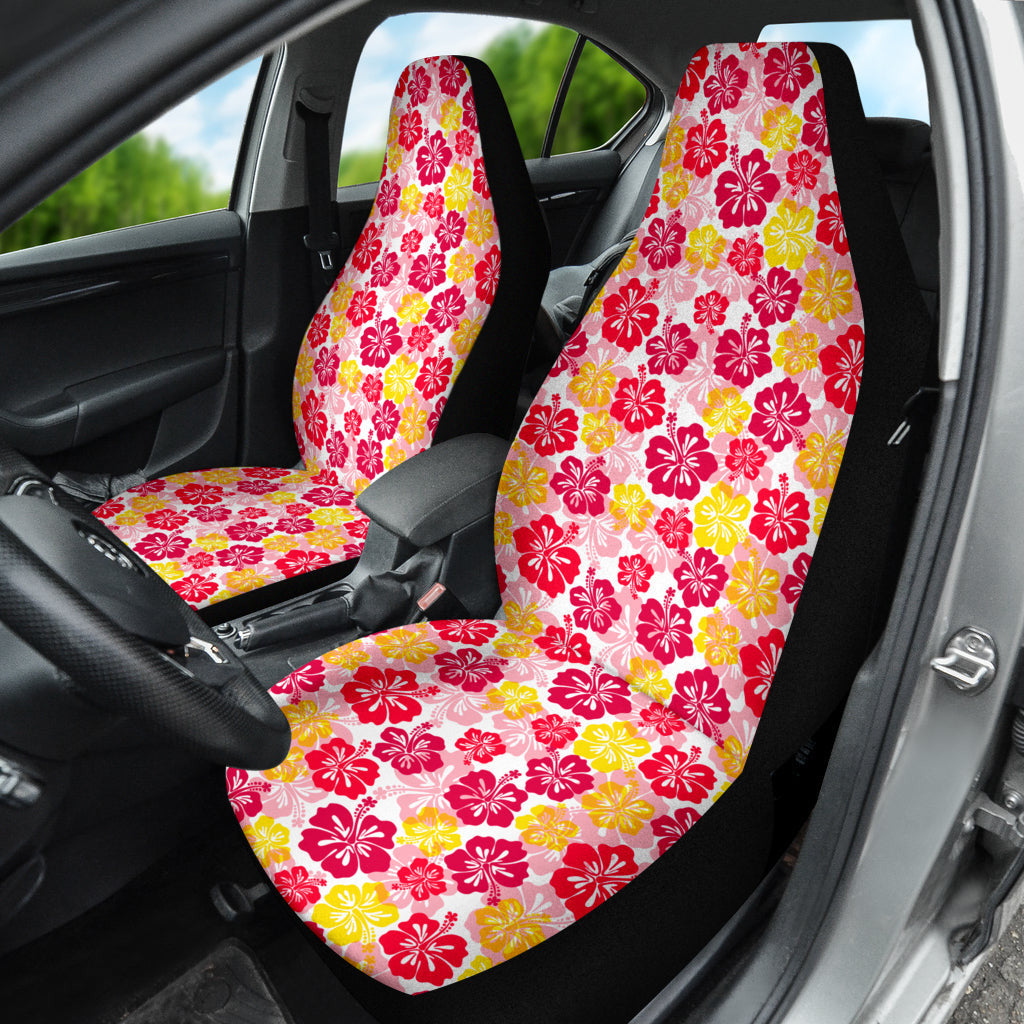 Red Yellow Hibiscus Hawaiian Flower Pattern Car Seat Covers