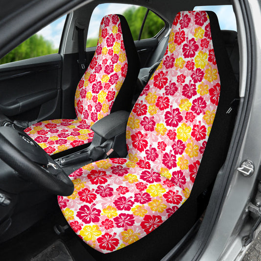 Red Yellow Hibiscus Hawaiian Flower Pattern Car Seat Covers