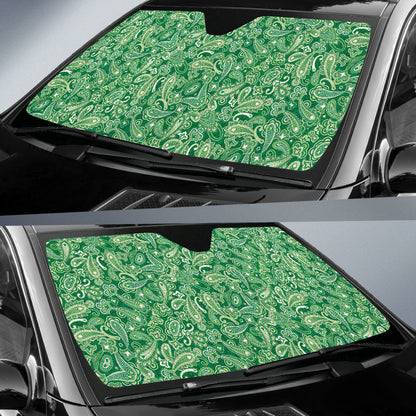 Green Paisley Pattern Car Auto Sun Shades