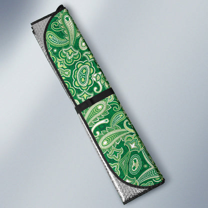 Green Paisley Pattern Car Auto Sun Shades