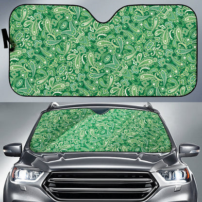 Green Paisley Pattern Car Auto Sun Shades
