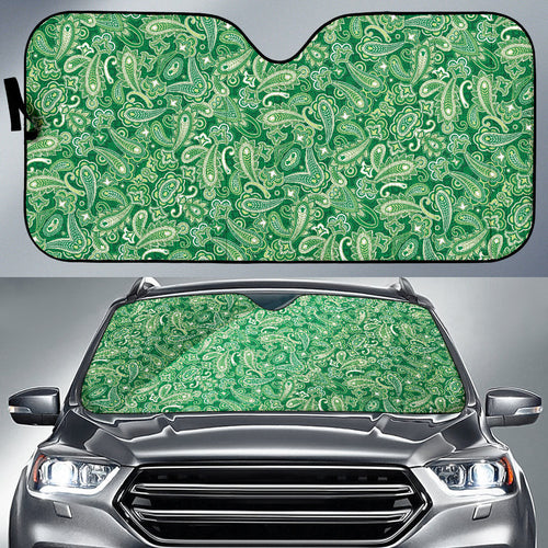 Green Paisley Pattern Car Auto Sun Shades