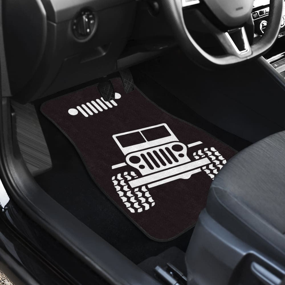 Jeep Offroad Wobble White Black Car Floor Mats Custom