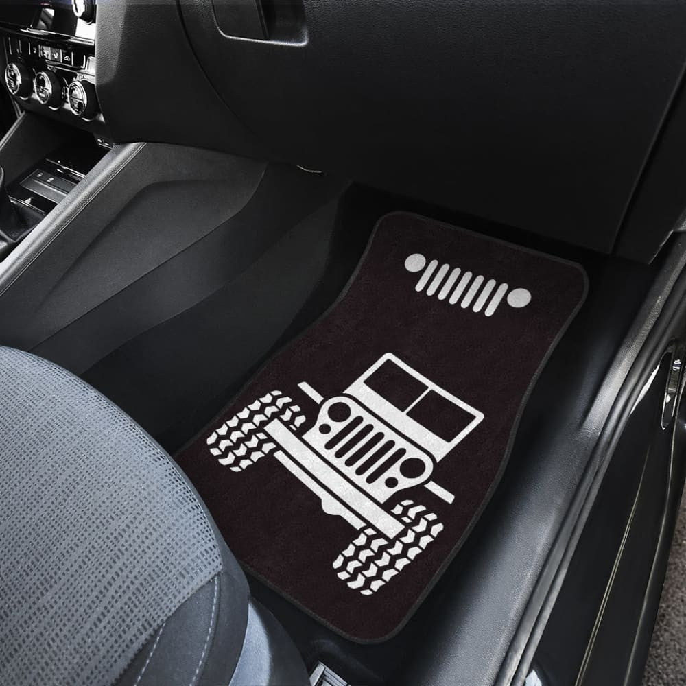 Jeep Offroad Wobble White Black Car Floor Mats Custom