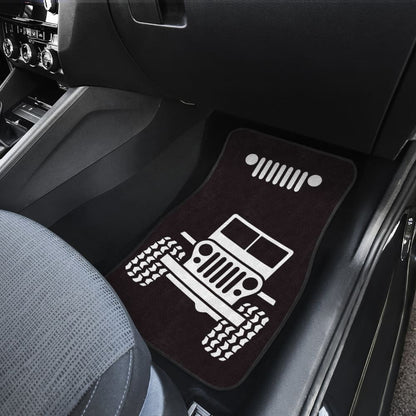 Jeep Offroad Wobble White Black Car Floor Mats Custom