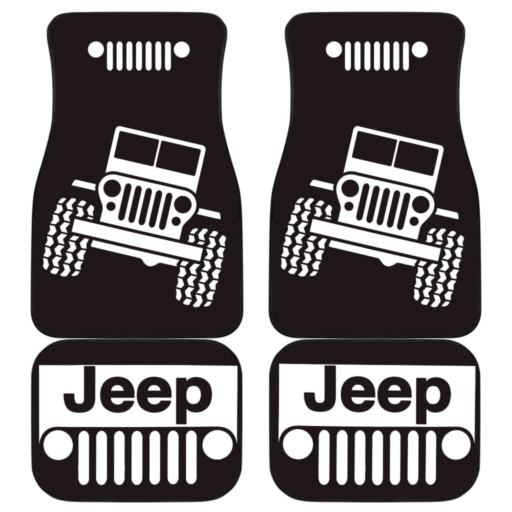 Jeep Offroad Wobble White Black Car Floor Mats Custom