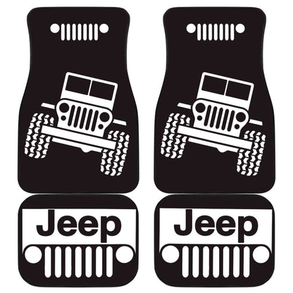 Jeep Offroad Wobble White Black Car Floor Mats Custom