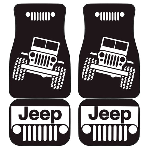 Jeep Offroad Wobble White Black Car Floor Mats Custom