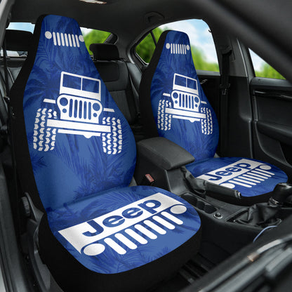 Jeep Offroad Blue White Beach Palms Style Car Seat Covers