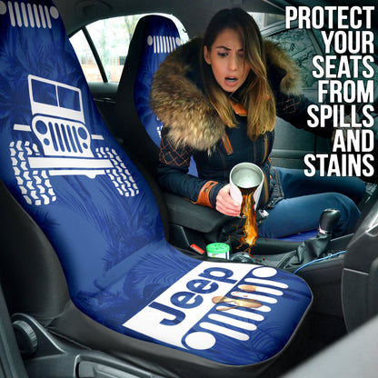 Jeep Offroad Blue White Beach Palms Style Car Seat Covers