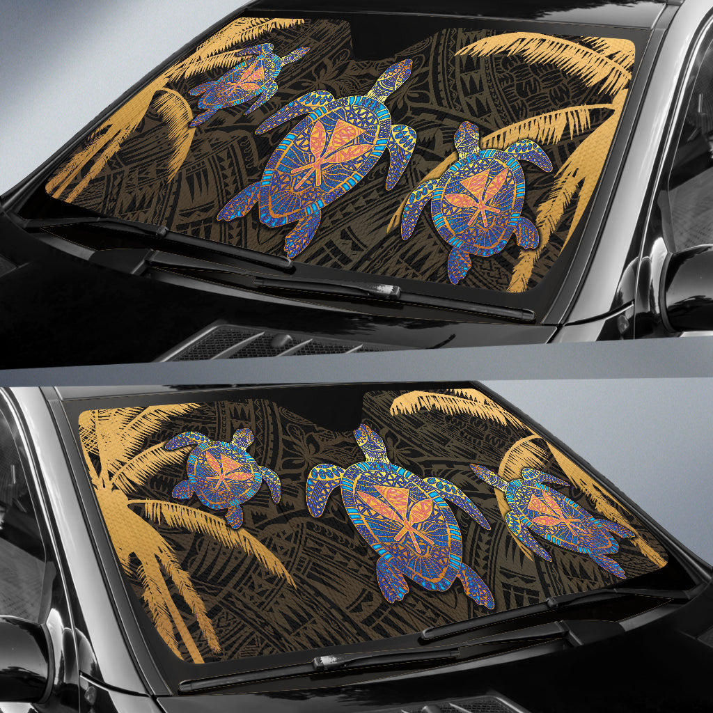 Turtle Kanaka Maoli Plumeria Flower Car Auto Sun Shades