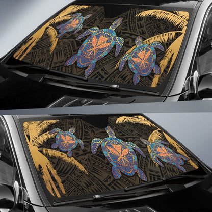 Turtle Kanaka Maoli Plumeria Flower Car Auto Sun Shades