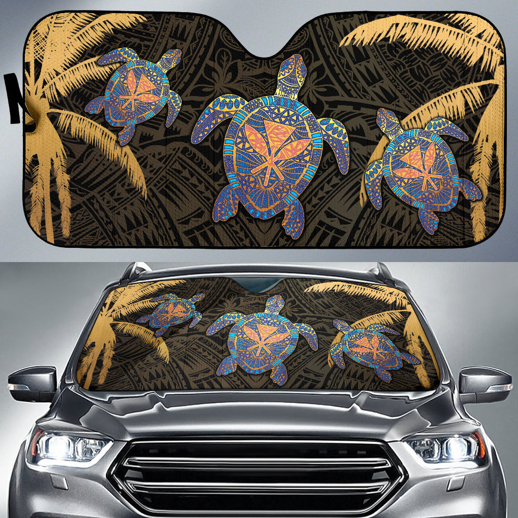 Turtle Kanaka Maoli Plumeria Flower Car Auto Sun Shades