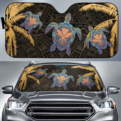 Turtle Kanaka Maoli Plumeria Flower Car Auto Sun Shades