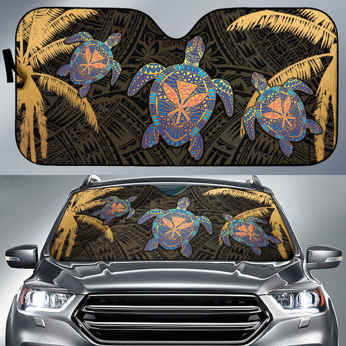 Turtle Kanaka Maoli Plumeria Flower Car Auto Sun Shades