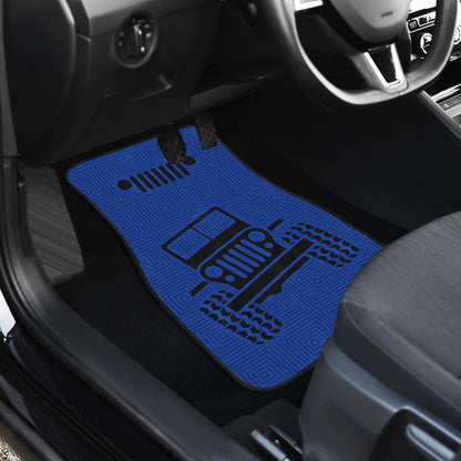 Jeep Grill Car Floor Mats Air Force Blue Patterned Black