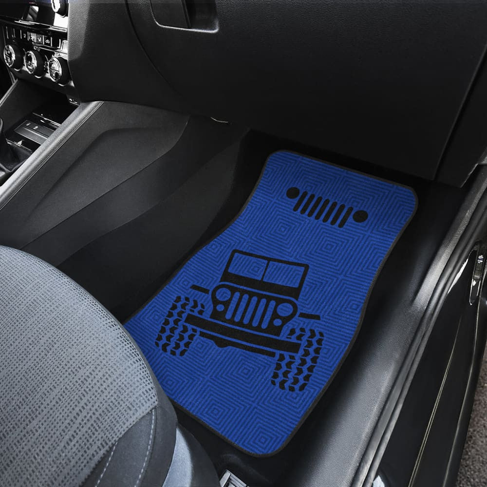 Jeep Grill Car Floor Mats Air Force Blue Patterned Black