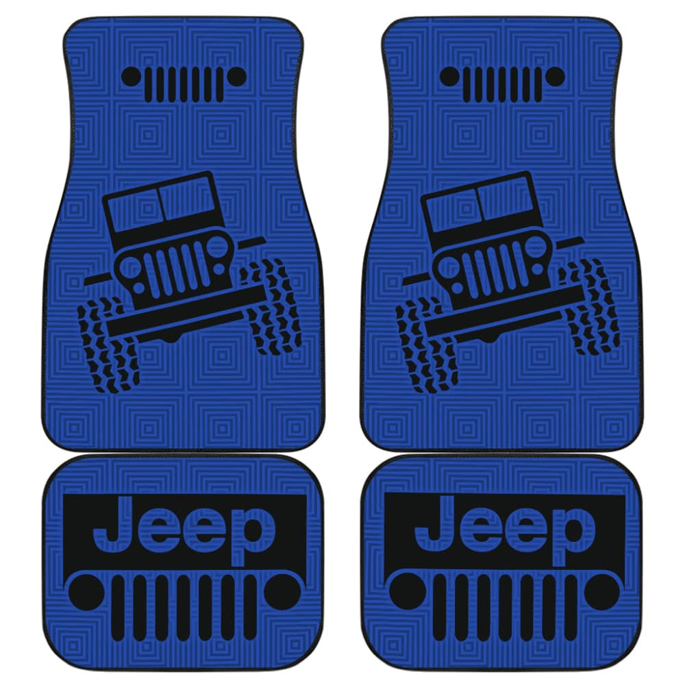 Jeep Grill Car Floor Mats Air Force Blue Patterned Black