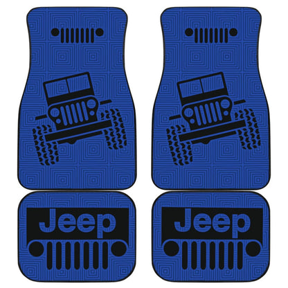 Jeep Grill Car Floor Mats Air Force Blue Patterned Black