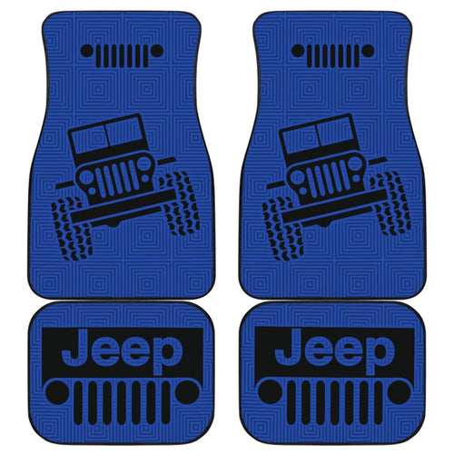 Jeep Grill Car Floor Mats Air Force Blue Patterned Black