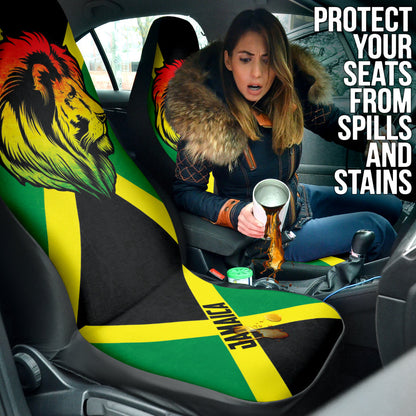African Patterns Jamaica Flag Color With Lion Car Seat Covers