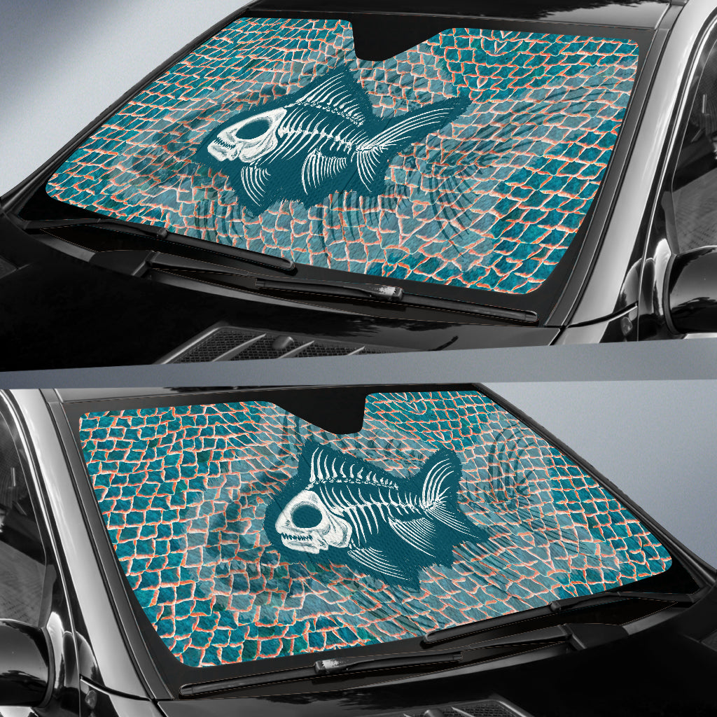 Fish Bone Art Fishing Car Auto Sun Shades