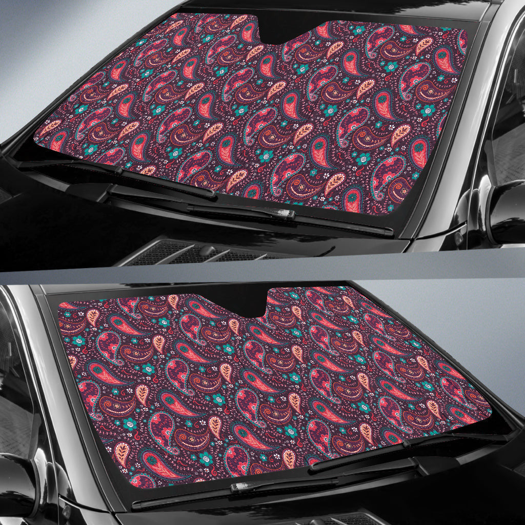 Pink Paisley Pattern Car Auto Sun Shades