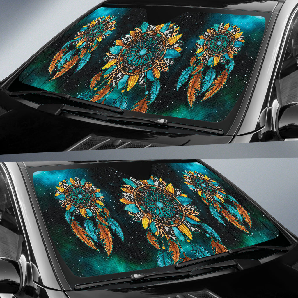 Print Dreamcatcher Sunflower Boho Universal Car Auto Sun Shades