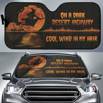 Witch Fly On A Dark Desert Highway Car Auto Sun Shades