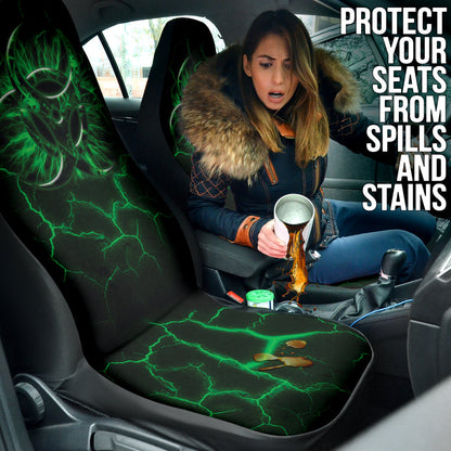 Biohazard Green Neon Crack Car Seat Covers