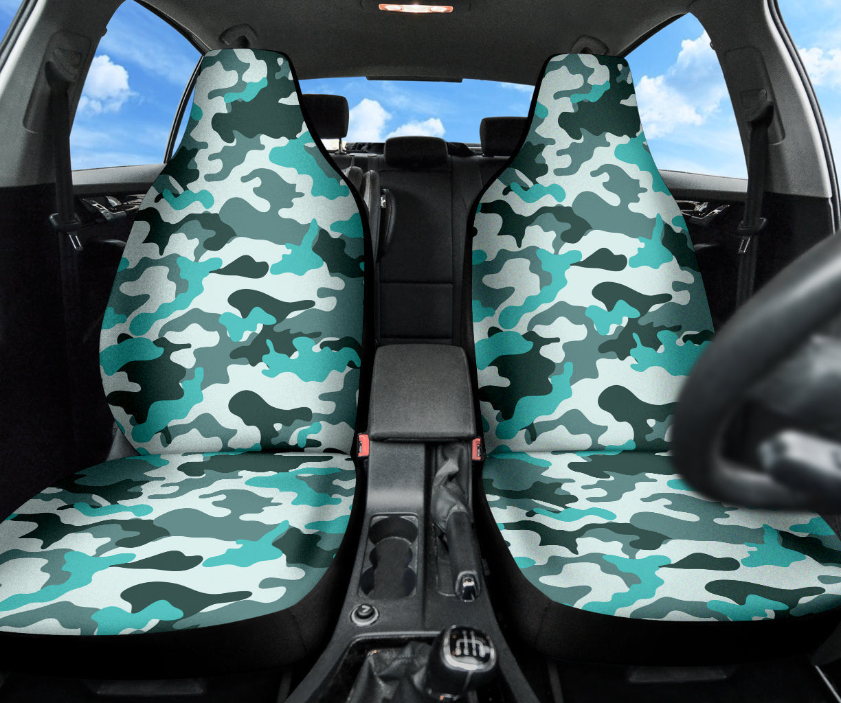 Turquoise Camouflage Car Seat Covers