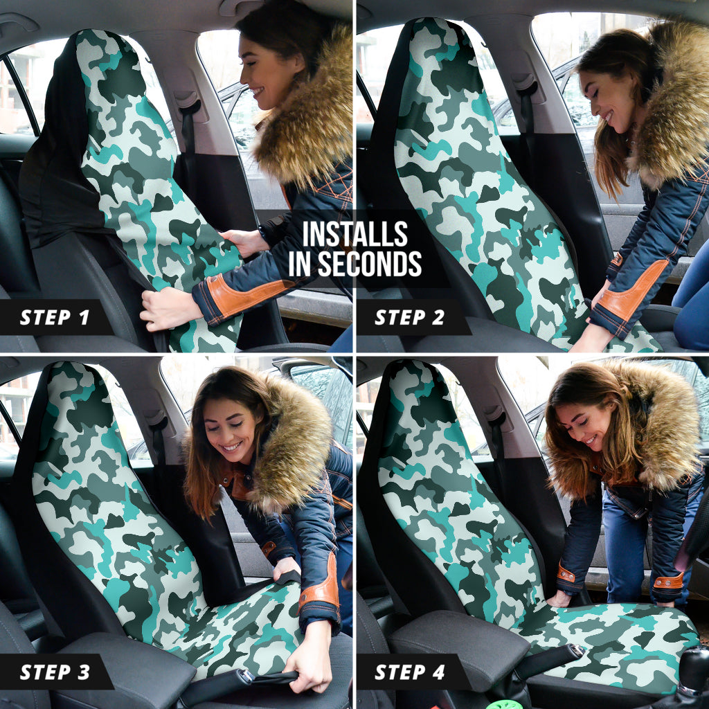 Turquoise Camouflage Car Seat Covers