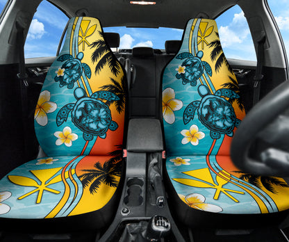 Turtle Plumeria Flower Kanaka Maoli Car Seat Covers
