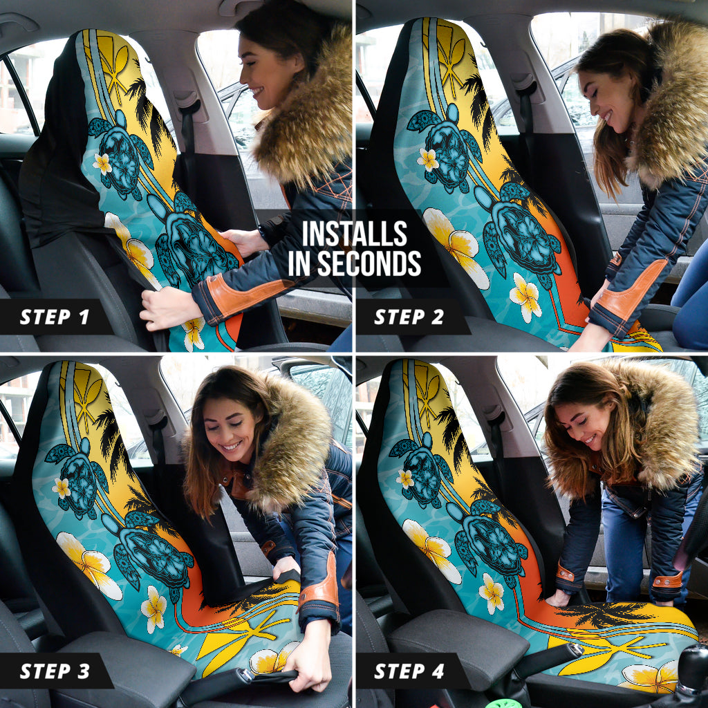 Turtle Plumeria Flower Kanaka Maoli Car Seat Covers