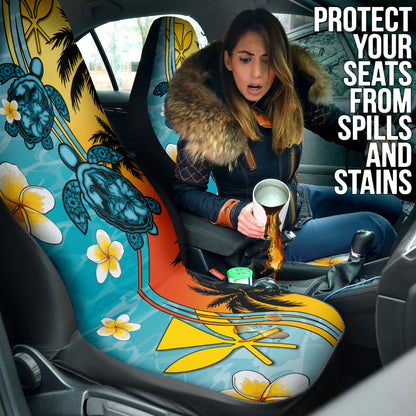 Turtle Plumeria Flower Kanaka Maoli Car Seat Covers