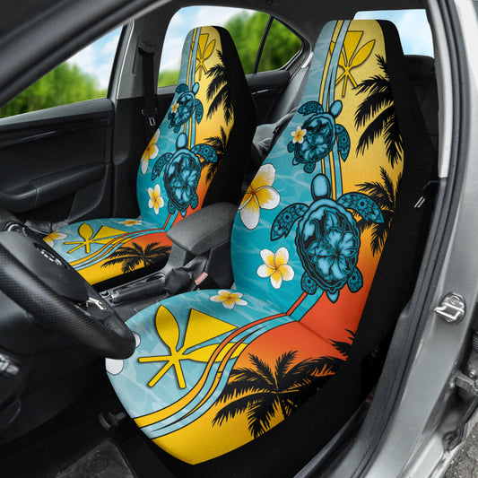 Turtle Plumeria Flower Kanaka Maoli Car Seat Covers