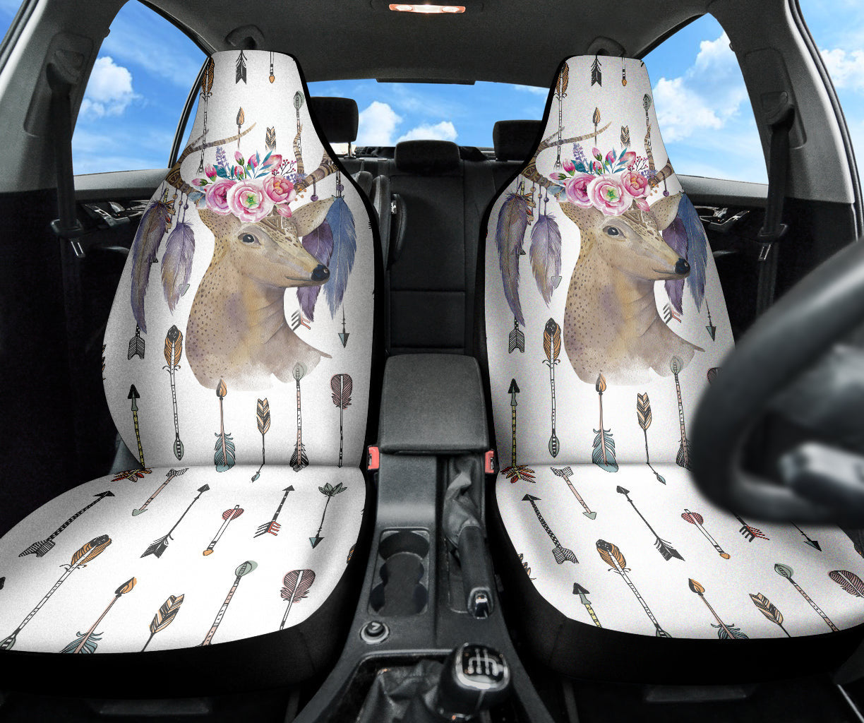 Deer Boho Arrow Feather Car Seat Covers