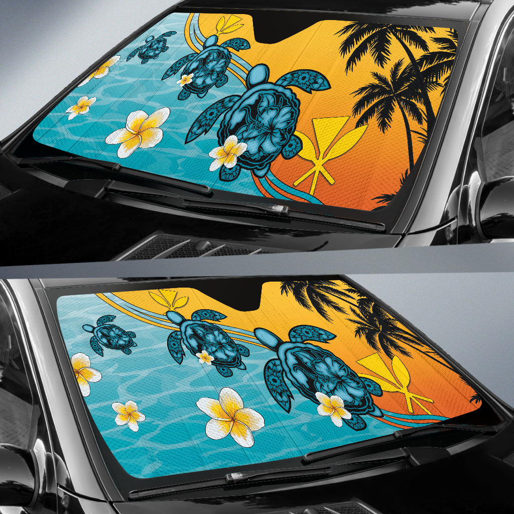 Turtle Plumeria Flower Kanaka Maoli Car Auto Sun Shades