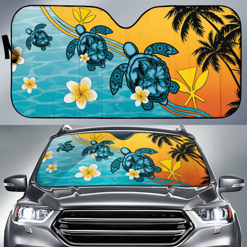 Turtle Plumeria Flower Kanaka Maoli Car Auto Sun Shades