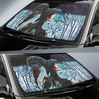 Witch Black Cat Car Auto Sun Shades