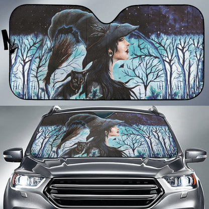 Witch Black Cat Car Auto Sun Shades