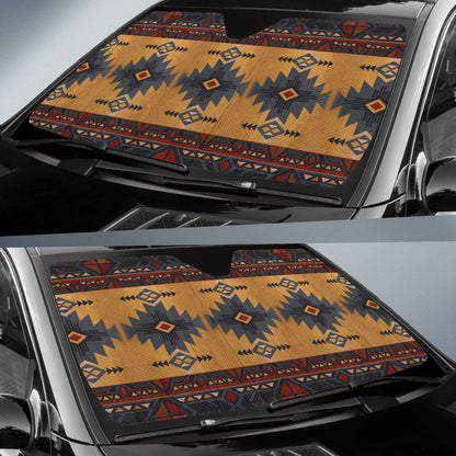 Brown Colors Aztec Boho Vintage Car Auto Sun Shades
