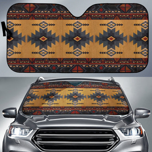 Brown Colors Aztec Boho Vintage Car Auto Sun Shades